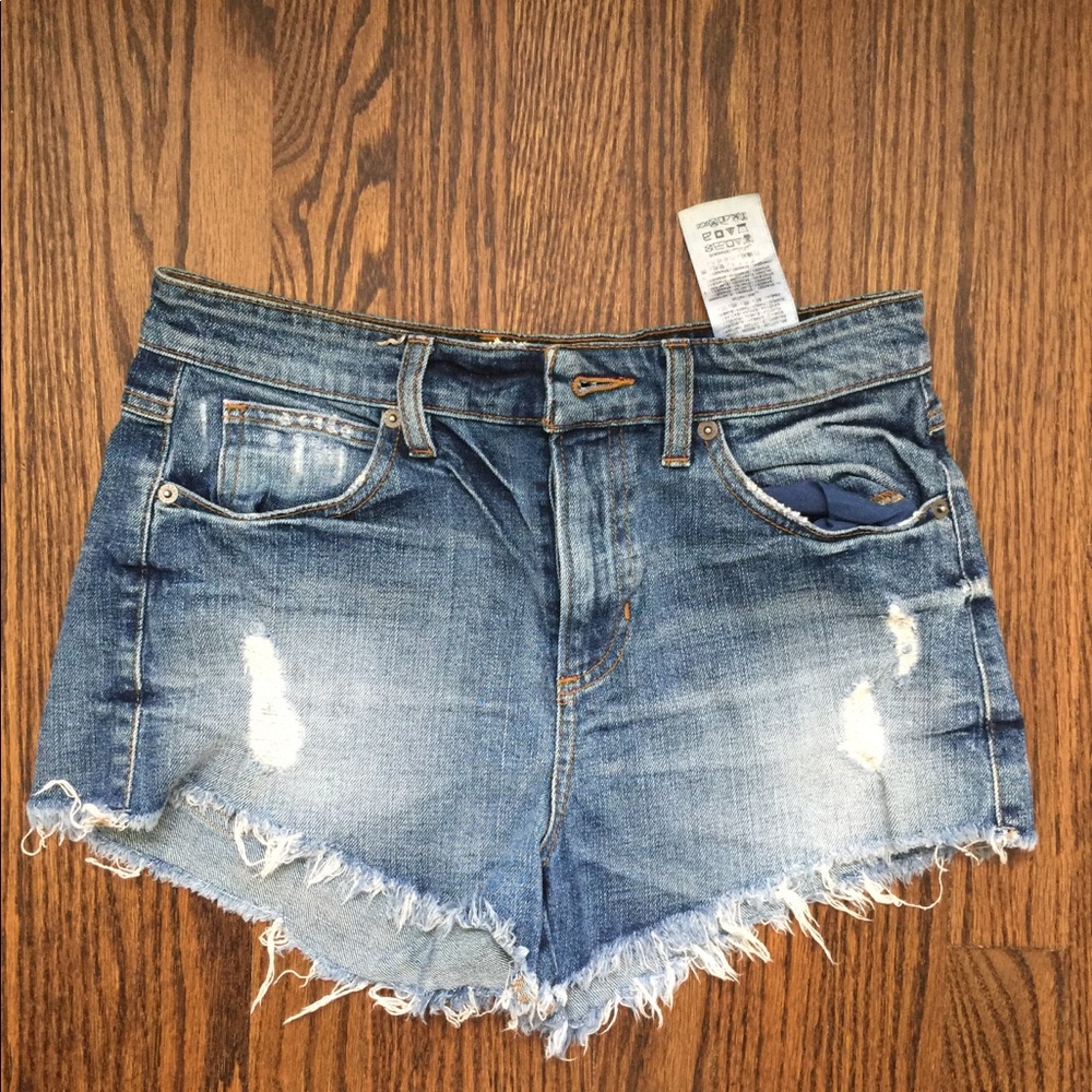 High waisted denim shorts